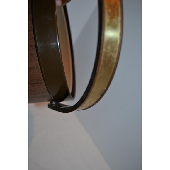 Vintage Ice Bucket Wood Look Vinyl with Gold Boho Eclectic Rustic MCM - Picture 4 of 6